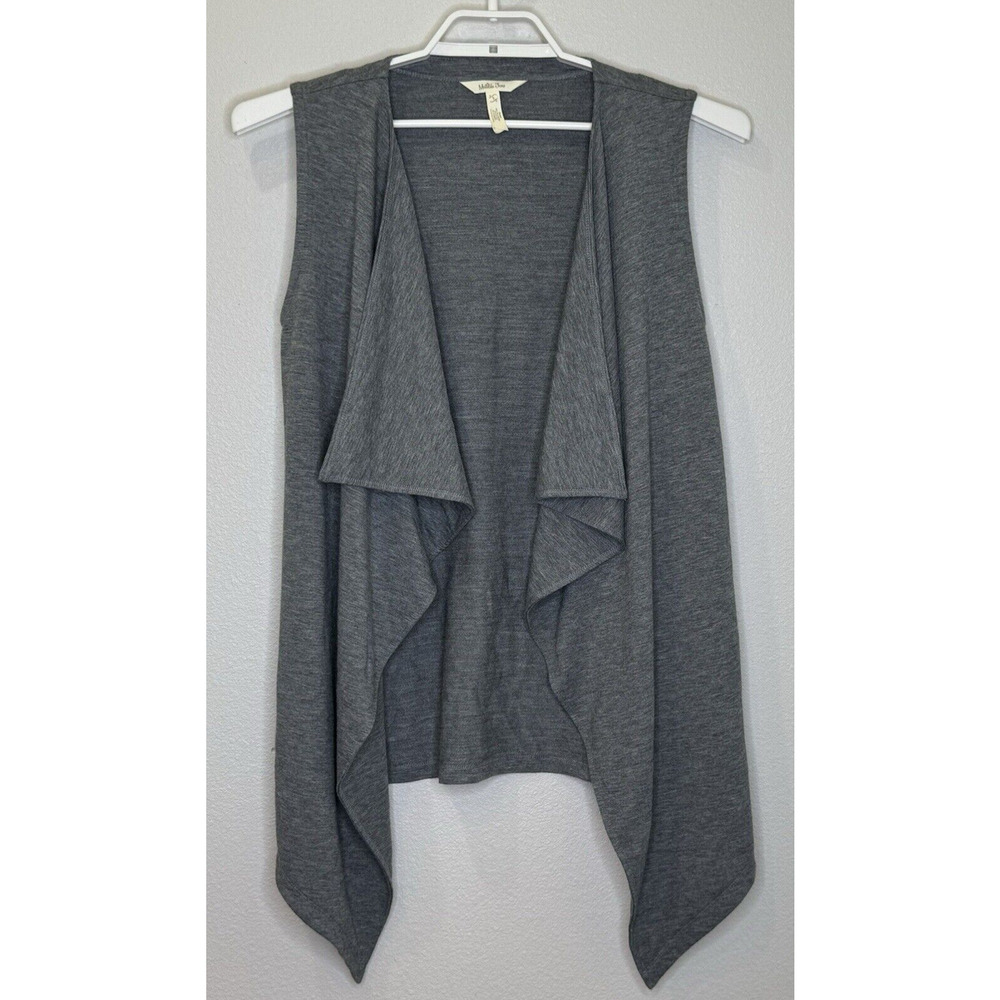 Matilda Jane Count it Out Vest Gray Open Drape Front Cardigan Size Small Pockets